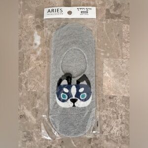 Women's Aries Total Fashion Grey Dog Print Sock Liners (1 Pair - One Size)